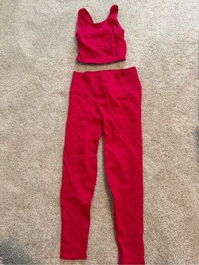 Victoria Sport Ribbed Matching Activewear Set. Pink/Red. Top Small.Bottom Medium